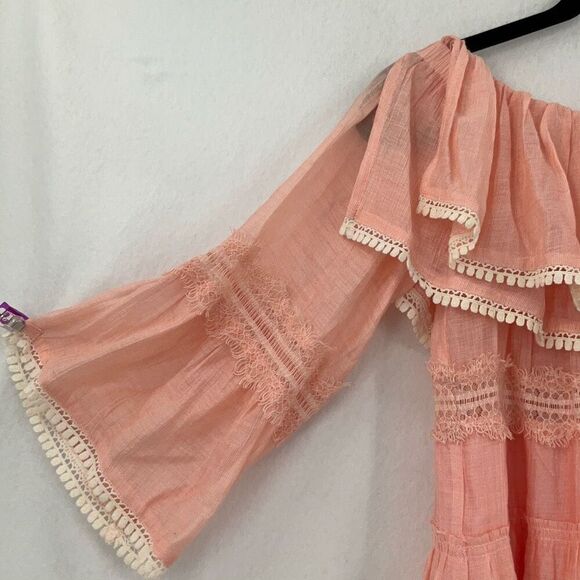 Suboo Pink Cream The Roam Free Off The Shoulder Mini Dress Size 5 - Picture 4 of 8